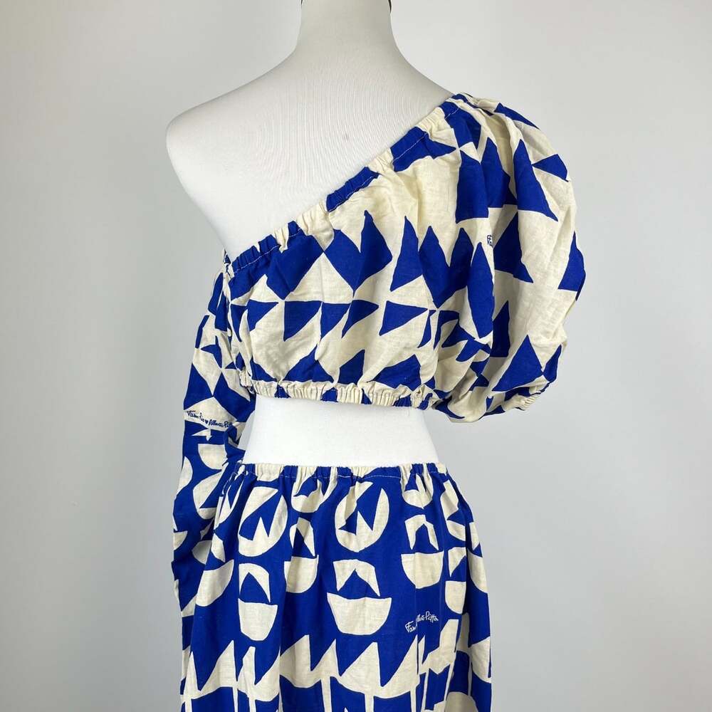 NWOT Farm Rio Linen-Blend Pitta Tiles Off-White One Shoulder Maxi Dress Size S - Picture 8 of 15
